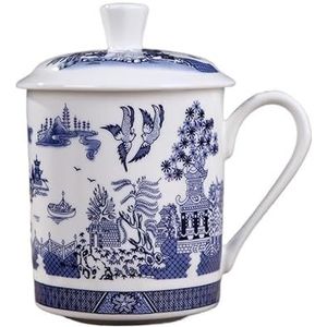 BLacOh Mokken bot China keramische grote kopjes met deksel drinkgerei porseleinen mok vergadering geschenk kantoor mok ongeveer 500 ml koffiemokken (maat: ongeveer 500 ml, kleur: 14)