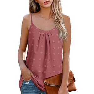 Damesvest, ronde hals geplooide elegante wijd verstelbare tanktop voor de zomer L