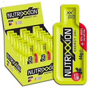 NUTRIXXION® | Energy Gel Sport, BCAA Aminosäuren Shot, High Carb, mit 80 mg extra Koffein | 24 x 44g | XX Green Apple