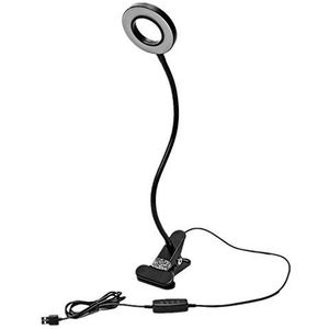 WeFoonLo Dimbare 5W LED USB Plug Clip On Light Flexibele zwanenhals leeslamp voor laptop, boek, piano, bed hoofdeinde, bureau, 3 verlichtingskleuren, 10 helderheidsniveaus (Zwart)