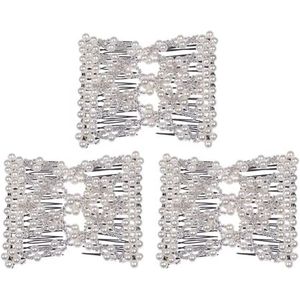 LOVEF 3 stuks mode prachtige kralen gemakkelijk rekbare kammen bloem parel dubbele haarkammen magische kristal dubbele clips invoegen kammen voor dame vrouwen meisjes