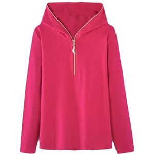 Vrouwen Zomer Hooded Lange Mouw T-shirts Vrouwen Casual Solid Rits T-Shirt Tops Vrouw Shirts, Pnnrk, XL