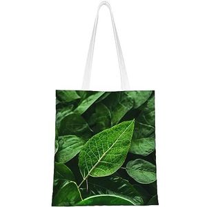 Rustic Lodge Bear Canvas Tote Bag voor dames, herbruikbare schoudertas, een mooi milieuvriendelijk cadeau voor meisjes, leraren, moeders., Groene Blad Natuur, Eén maat