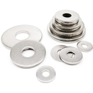 Ringen, vlakke ringen, Ringen 2/5/10/50 stuks M2.5 M3 M4 M5 M6 M8 M10 M12 M14 M16 Zilveren ring roestvrij staal extra maat brede dikte vlakke pakking gewone ringen bevestigingsringen(50pcs M3)