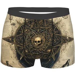 501 Mystic Wicca-Altar Skull Tarot Gold Functioneel ondergoed met Stretch Onderbroek Klassiek Ondergoed Fitted Retroshorts, boxershort slips 804, XXL