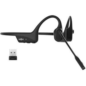 SHOKZ OpenComm2 UC 2025 Upgrade, hoofdtelefoon met USB-A-adapter, open-ear oordopjes met bluetooth en ruisonderdrukkende microfoon, voor thuiskantoor, videoconferentie, 16 uur gesprekstijd