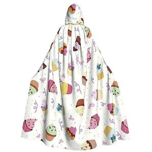 NEZIH Heerlijke Cupcakes Hooded Mantel Voor Volwassenen, Carnaval Heks Cosplay Gewaad Kostuum, Carnaval Feestbenodigdheden, 185cm