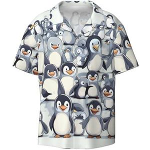 OdDdot Leuke Baby Pinguïns Schets Print Heren Jurk Shirts Atletische Slim Fit Korte Mouw Casual Business Button Down Shirt, Zwart, XXL