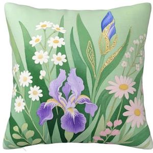 Zelinge Bloemboeket lichtgroene decoratieve sierkussenslopen 66 x 66 cm zachte vierkante kussensloop vierkante kussensloop voor bank woonkamer woondecoratie