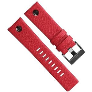 dayeer Klinknagel Koeienhuid Lederen horlogeband voor Diesel DZ7395 DZ7370 DZ7257 DZ7430 Horlogeband voor Mannen Vrouwen (Color : Red Black Rivet, Size : 30mm)