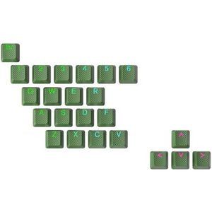 Ranked Rubberen Toetsenset | Dubbel Schot Doorschijnend | OEM-Profiel voor Mechanisch Gaming Toetsenbord (Groen Woud, 23 sleutels)