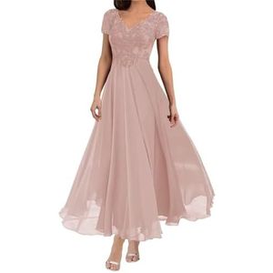 BRIGOW Dames chiffon moeder van de bruid jurk met zakken galajurken cocktailjurk grote maten, Stoffige Roos, 32