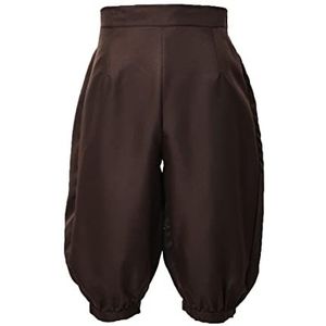 BLESSUME Middeleeuwse piratenbroek, renaissance, kostuumbroek, losse pasvorm, bruin, L