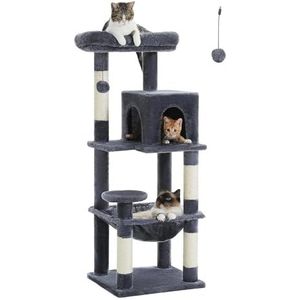 Krabpalen for binnen, kattentorens met meerdere niveaus, hangmatten met frame, kattenbakken met krabpalen en bladen (Color : Dark Gray, Size : Climbing Tree-L)