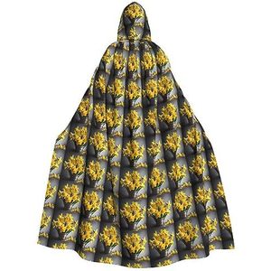 Bxzpzplj Boeket Narcissen Hooded Mantel Voor Mannen En Vrouwen, Volledige Lengte Halloween Maskerade Cape Kostuum, 185cm