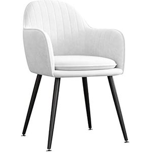GEIRONV 1 stks Velvet Keukenstoel, 47 × 44 × 83cm for woonkamer slaapkamer appartement make-up stoel zwart metalen benen eetkamerstoel Eetstoelen (Color : White)