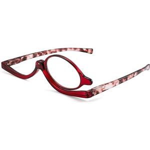 JM Makeup Leesbril Vergrootglas Klapbril Cosmetische Leesbril voor Vrouwen Rood +1.0
