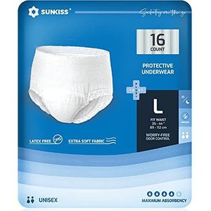 SUNKISS TrustPlus Incontinentie Broek voor Mannen en Vrouwen, Volwassen Pull Up Luierbroek voor Sterke Blaaszwak, Beschermende Ondergoed, Unisex, Maat L, 16 Stuks