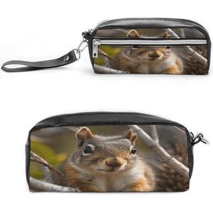 MNVTSKOP Eekhoorn in boom make-up tas kleine cosmetische reiskoffer draagbare briefpapier organizer voor vrouwen leraar