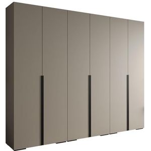 MEBLE KRYSPOL Inova 1 Moderne Kast met Planken en Stang - Opbergkast voor Slaapkamer, Woonkamer - 236,7x300x47cm - Kleur Behuizing Kasjmier - Kleur Voorkant Kasjmier - Kleur Handvat Zwart