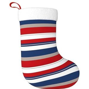 JBJGKHLP Rood Blauw Wit Grijs Strepen Print Kerst Kous Feestelijke Vakantie Decor Open haard Boom Grote Xmas Sok Geschenken