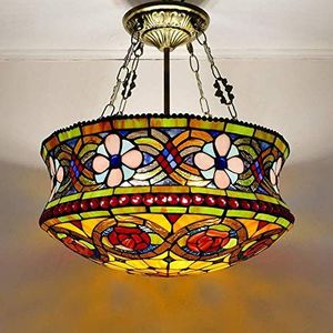 SHENGXUAN Vintage hanglamp barokke plafondlamp bloem, Tiffany stijl hoed licht, E27* 5, hal decoratie plafond verlichtingsarmaturen voor slaapkamer woonkamer badkamer keuken, 46 cm