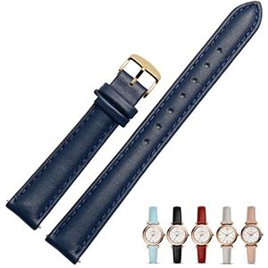 14mm 16mm lederen horlogeband armband compatibel met fossiel ES4529 ES4502 ES5068 ES4534 ES5017 Lederen bandaccessoires for dames (Color : Navy blue gold, Size : 12mm)