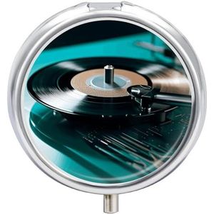 Reispillendoos rond zwart met 23 metalen vakken voor tabletten en vitaminen