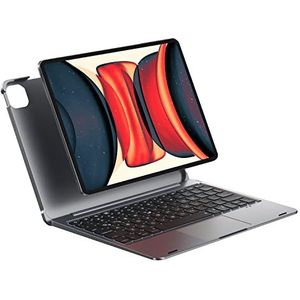 doqo Afneembare draadloze toetsenbordhoes met achtergrondverlichting en trackpad compatibel met iPad Air 5e generatie, iPad Pro 11 2021/2020/2018 (spacegrijs)