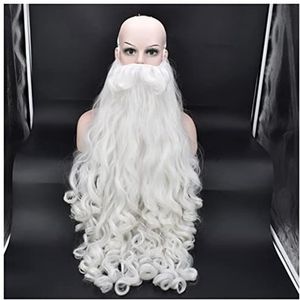 Kerstmuts Kerstcadeau Santa Claus pruik en baard synthetisch haar korte cosplay pruiken for mannen witte haarstuk accessoires hoed Kerstmuts Santa Claus (Size : Beard)