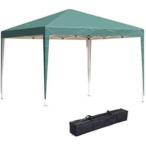 Outsunny Gazebo 2,95 x 2,95 m Pop-Up Gazebo Tuinpaviljoen Opvouwbare Partytent Tuintent UV Bescherming Staal + Oxford Groen | Aosom