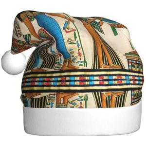 TyEdee Vrouwen in oude Egypte print Xmas Vakantie Hoed voor Volwassenen, Kerstmuts, Zachte Kerstmuts, voor Feestelijke Kerstfeest Decor