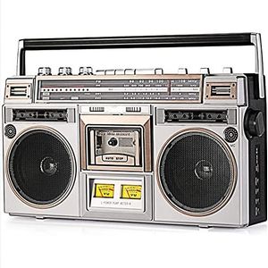 Amhuui 80s Retro Street Bluetooth Boombox, Retro Bluetooth Boombox Cassette Speler met AM/FM Radio en Bass Boost, Ingebouwde Speaker,3.5mm Hoofdtelefoon Jack,Ondersteuning SD/USB Input