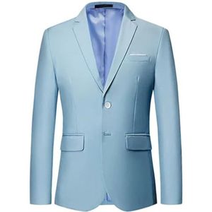 Pegsmio Herenblazer slanke effen kleur jas mode zakelijke banket trouwjurk jas, Hemelsblauw, L