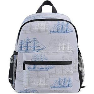 Paarse abstracte boot peuter rugzak boekentas mini schoudertas voor 1-6 jaar reizen jongens meisjes kinderen met borstband clip fluitje