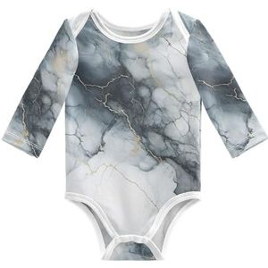 KAAVIYO Baby Zwart Wit Marmeren Kunst Lange Mouwen Unisex Nieuwe Katoenen Bodysuit voor Kinderen 3-24 Maanden Zomer, Patroon, 9 Maanden
