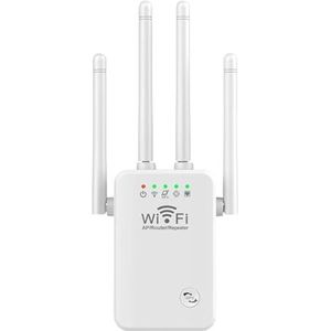 WiFi-extenders Signaalversterker 2.4G Draadloze WiFi-internetrepeater 300 Mbps 4 Antennes Groot Bereik Met Ethernet-poort For Thuis Uitgebreide Dekking(White)