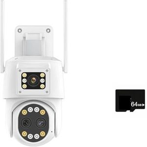 Bewakingscamera, 4G Sim-kaart IP Camera 4K HD Drie-Lens PTZ Camera 2K Dual Screen Beveiligingscamera AI Auto Tracking P2P Surveillance(4K 4G Add 64G)