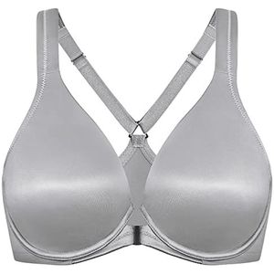 DELIMIRA Vrouwen BH met Voorsluiting Naadloze beugel BH's Grote Borsten Volledige Shell Racerback Ongevoerd Kwantum Grijs 90F