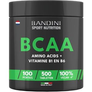 Bandini® BCAA RAMIFIED AMINO ACIDS with Vitamin B1 and B6 | 500 1000mg Muscle Recovery Tablets | Intra Pre Post Workout Vertakte Aminozuren | For Sport, Gym & Workout | 100% Veganistisch Amino zuren