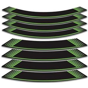 wiel vorm 8 Stuks Strips Motorfiets Binnenwiel Band Stickers Velglint Motor Decoratieve Stickers En Stickers Voor ZX-10R ZX10R(Color:Green)