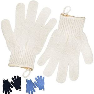 Exfoliërende handschoenen - Body Scrub voor gladde en zachte huid - Body Exfoliator voor ingegroeide haren dode huidverwijderaar en jeukende en schilferige huid - Scrubber douche-accessoires voor