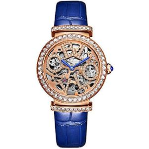 OBLVLO Vrouwen Rose Gold Automatische Horloges Skelet Wijzerplaat Top Merk Luxe Vrouwelijk Polshorloge Leer, Bw-pwl,