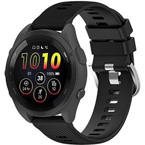 GIOPUEY Band Compatibel met Garmin Forerunner 265S, [2 in1] zachte siliconen horlogeband + 3 pack TPU schermbeschermer, vervanging van riem [slijtvast] [ademend] - zwart