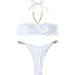 Meisjes Badmode Beach Party Split Gold Chain Strap Badpak (M)