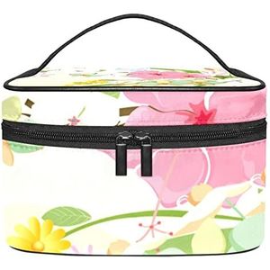 Bloemen make-up organizer tas, reismake-up tas organizer case draagbare cosmetische tas voor vrouwen en meisjes toiletartikelen, Meerkleurig, 22.5x15x13.8cm/8.9x5.9x5.4in