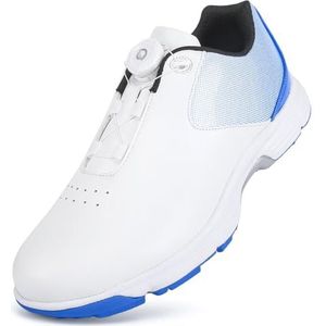 PENXZT Extra brede heren golfschoenen met draaiknop, waterdichte leren sneakers zonder spikes, grote maten,C,49 EU