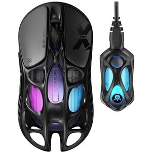 GravaStar Mercury X Pro Draadloze gaming-muis, met 8K-dongle, Paw 3950-sensor met 32.000 dpi, 8.000 Hz bemonsteringssnelheid, slechts 49 g, ondersteunt 8K, zwart