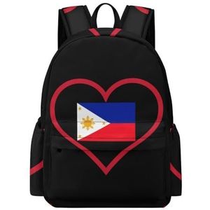 I Love Filippijnen Rood Hart Mini Rugzak Leuke Schoudertas Kleine Laptop Tas Reizen Dagrugzak voor Mannen Vrouwen