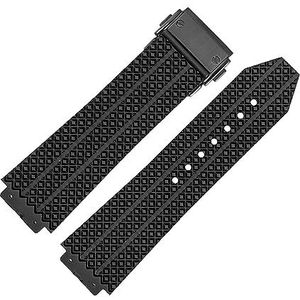 yaponuk Waterdichte Siliconen Horlogebandje Voor HUBLOT BIG BANG 26mm * 19mm 25mm * 17mm Horlogeband Vervangende Armband(2 Black-black,26-19mm)